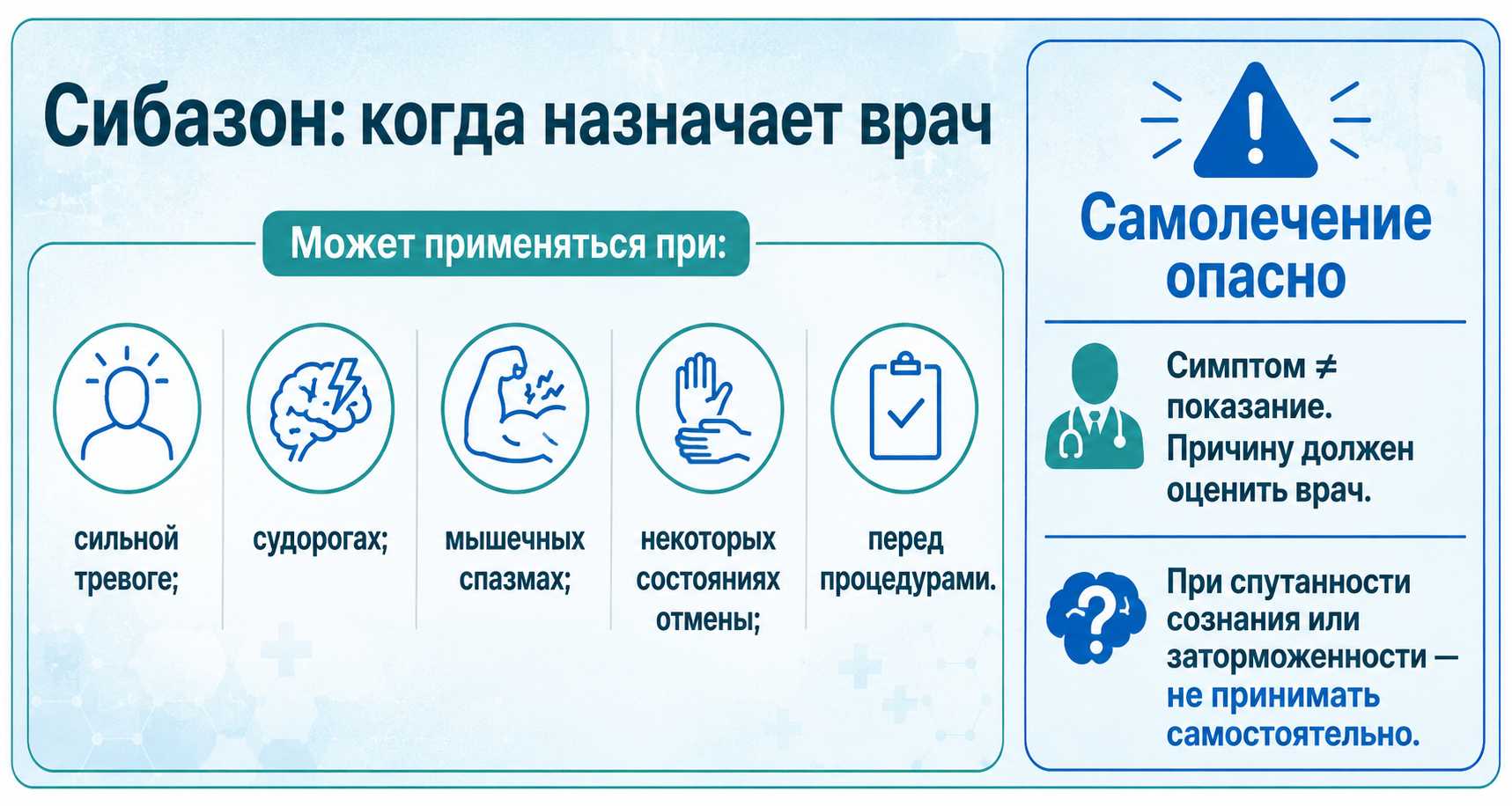 Инфографика показывает, когда врач назначает Сибазон