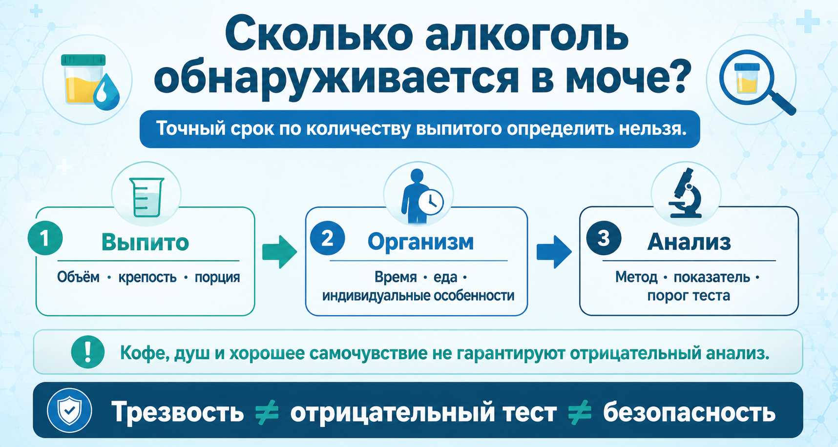 Инфографика показывает, сколько алкоголь обнаруживается в моче